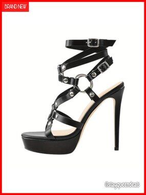 Womens Platform Stiletto Heels Open Toe Buckle Ankle Strap High Heels